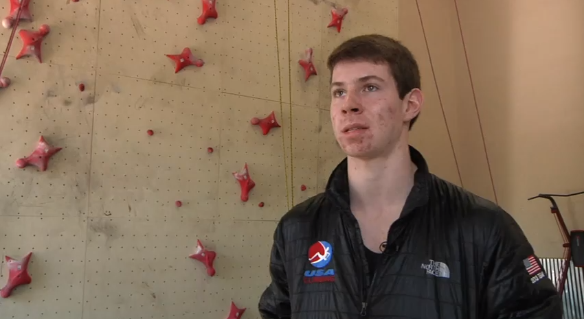 17-årige John Brosler har amerikanska rekordet i speed climbing. 